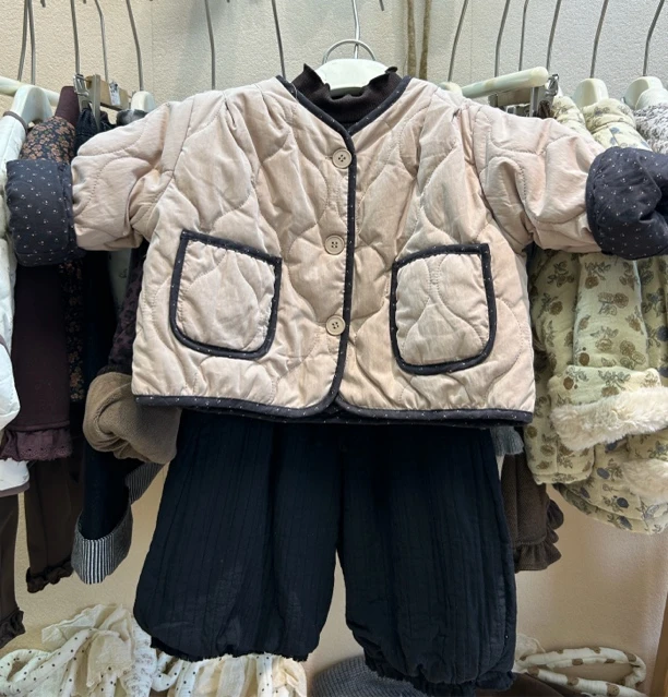 六月家双面穿棉服女童外套百搭裤子