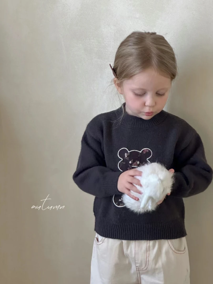 2024秋季新款韩版女童时尚套头毛衣儿童