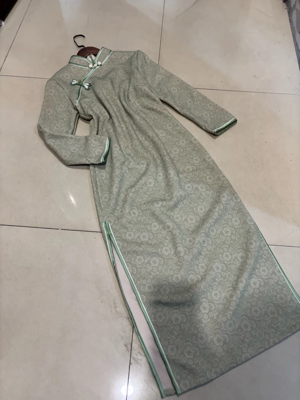 1544 绿色 圆盘扣 蝴蝶对扣 【绿萝】 旗袍颜色已直播间为准