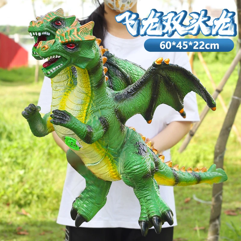 新款大号仿真软胶恐龙玩具发声霸王龙飞龙动物坐骑模型男女孩儿童