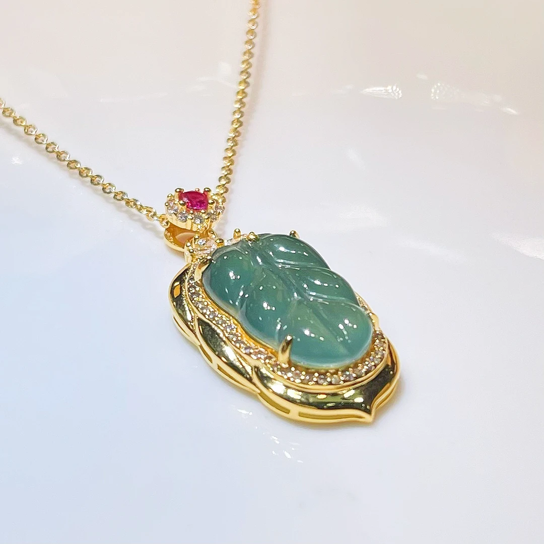 【66】18k金豪镶款叶来叶好款吊坠【赠链子】