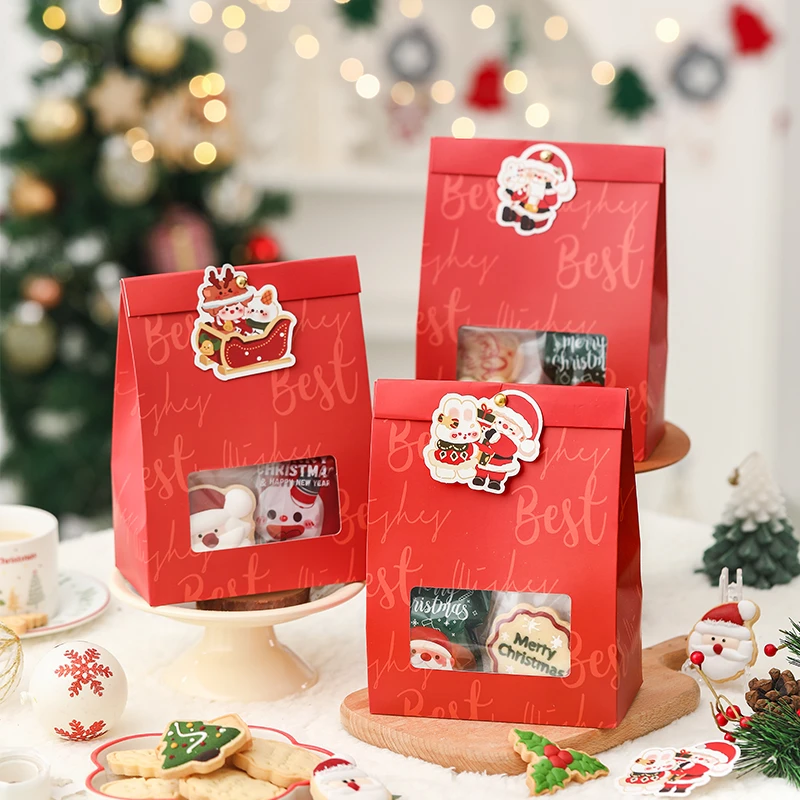 圣诞节饼干包装袋雪花酥牛轧太妃糖果糯米船烘焙打包装礼品空盒子