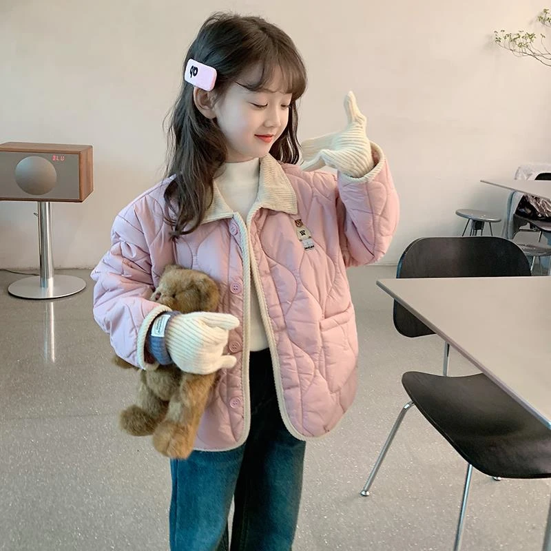 女童夹棉外套2026冬装新款儿童韩版洋气时髦绣花加厚秋冬季棉衣潮