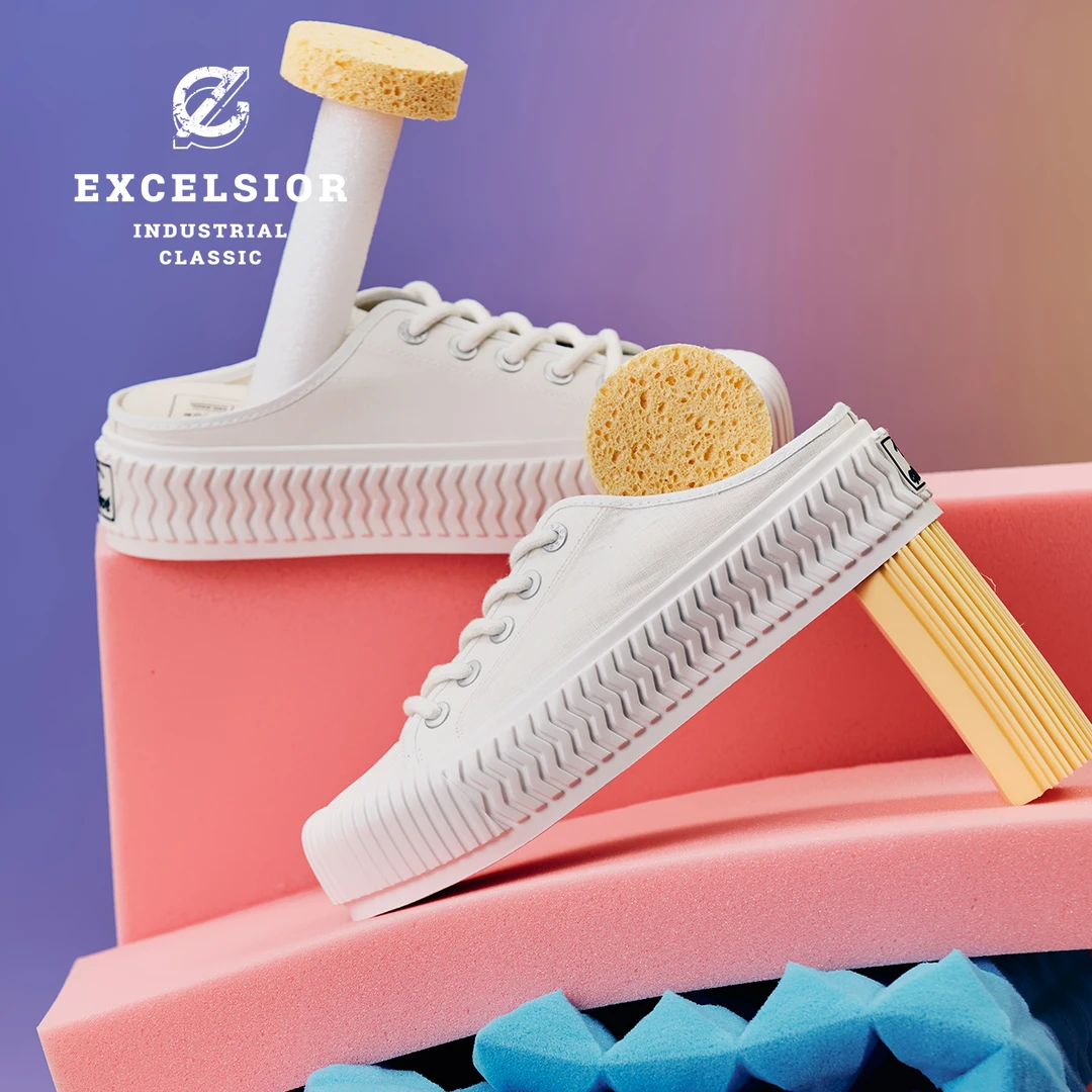 Excelsior休闲鞋官方新款 轻食半拖鞋夏季厚底增高女一脚蹬帆布鞋