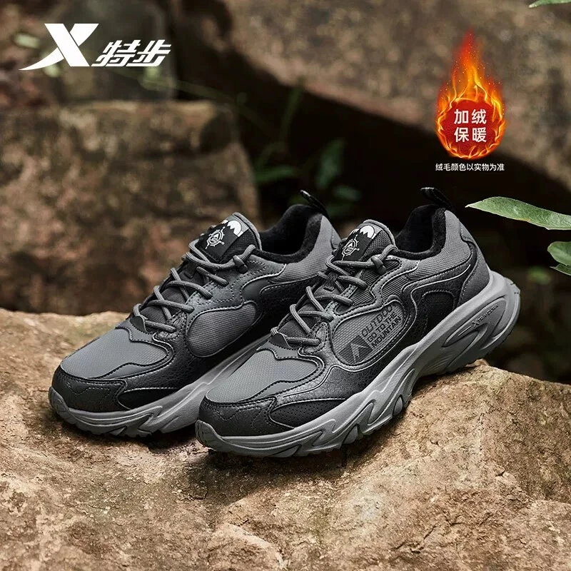 特步猫爪二棉鞋丨男女款冬季短绒轻便百搭加绒保暖二棉休闲老爹鞋