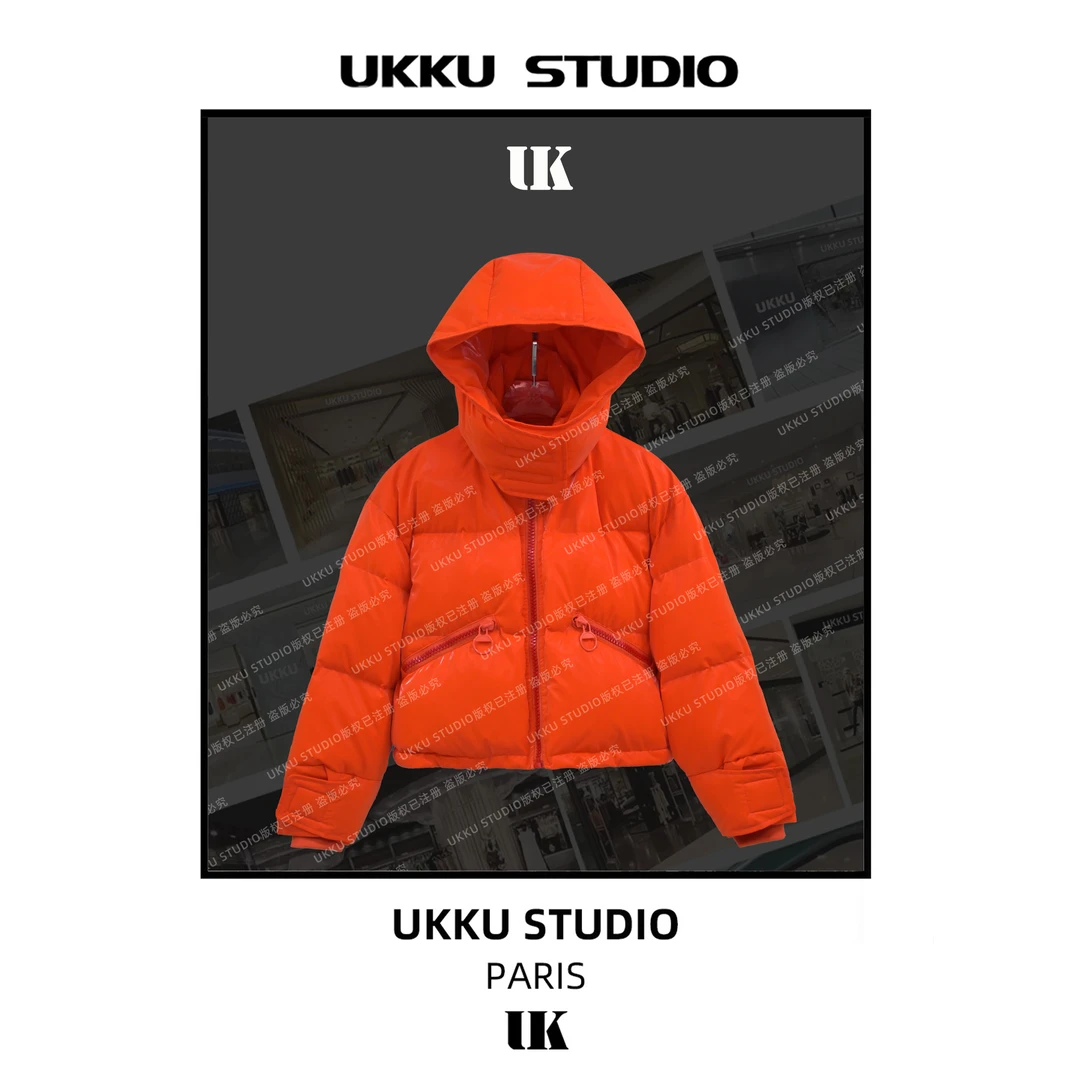 沐【UKKU STUDIO】【红人上新】设计师纯色潮流保暖女款羽绒服213192