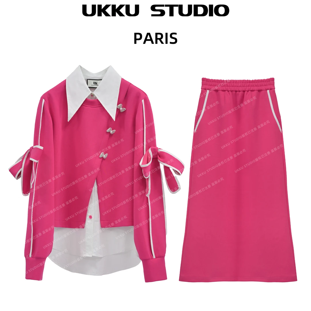 康妮【UKKUSTUDIO】法式优雅轻奢潮流时尚运动减龄蝴蝶结套装312868