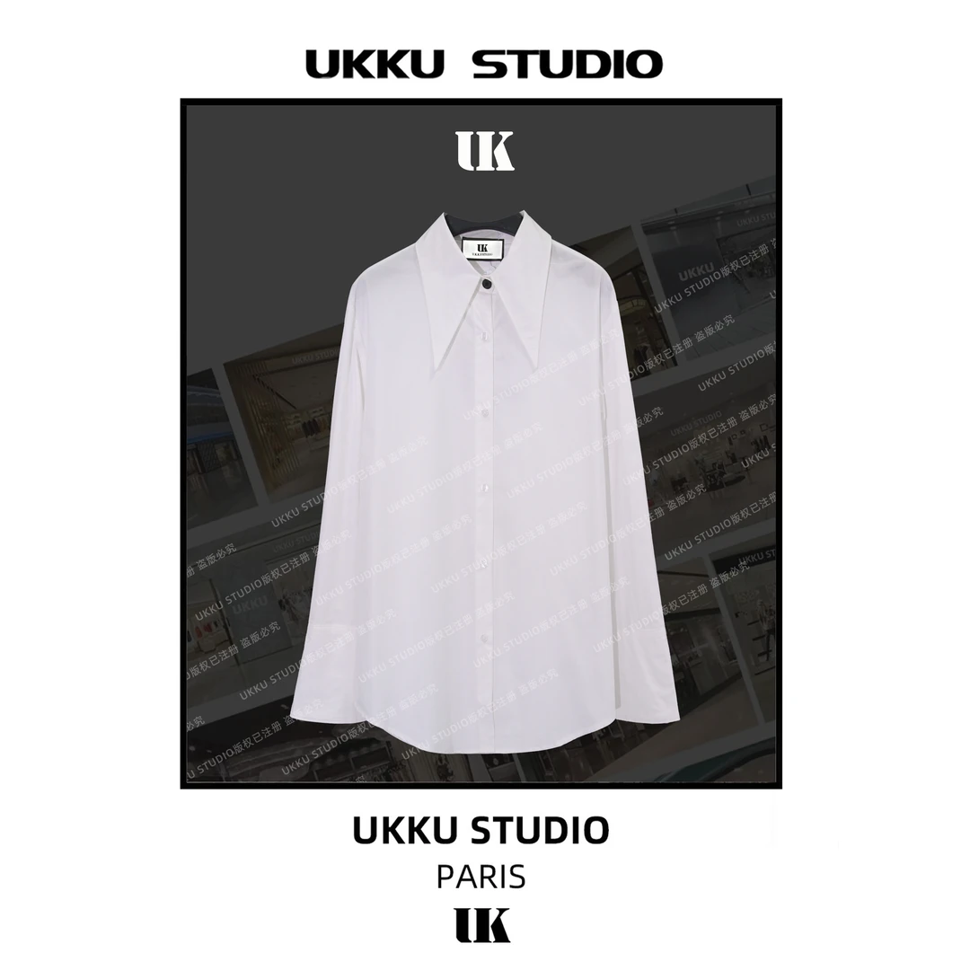 ZJ【UKKUSKUDIO】设计师款秋冬内搭叠穿法式气质白衬衫2210204