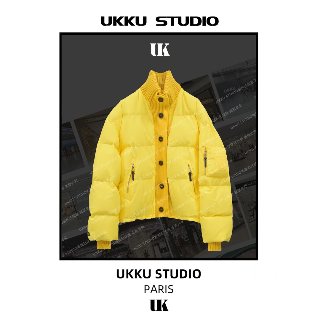 沐【UKKUSTUDIO】【红人上新】设计师纯色潮流保暖女款羽绒服213214