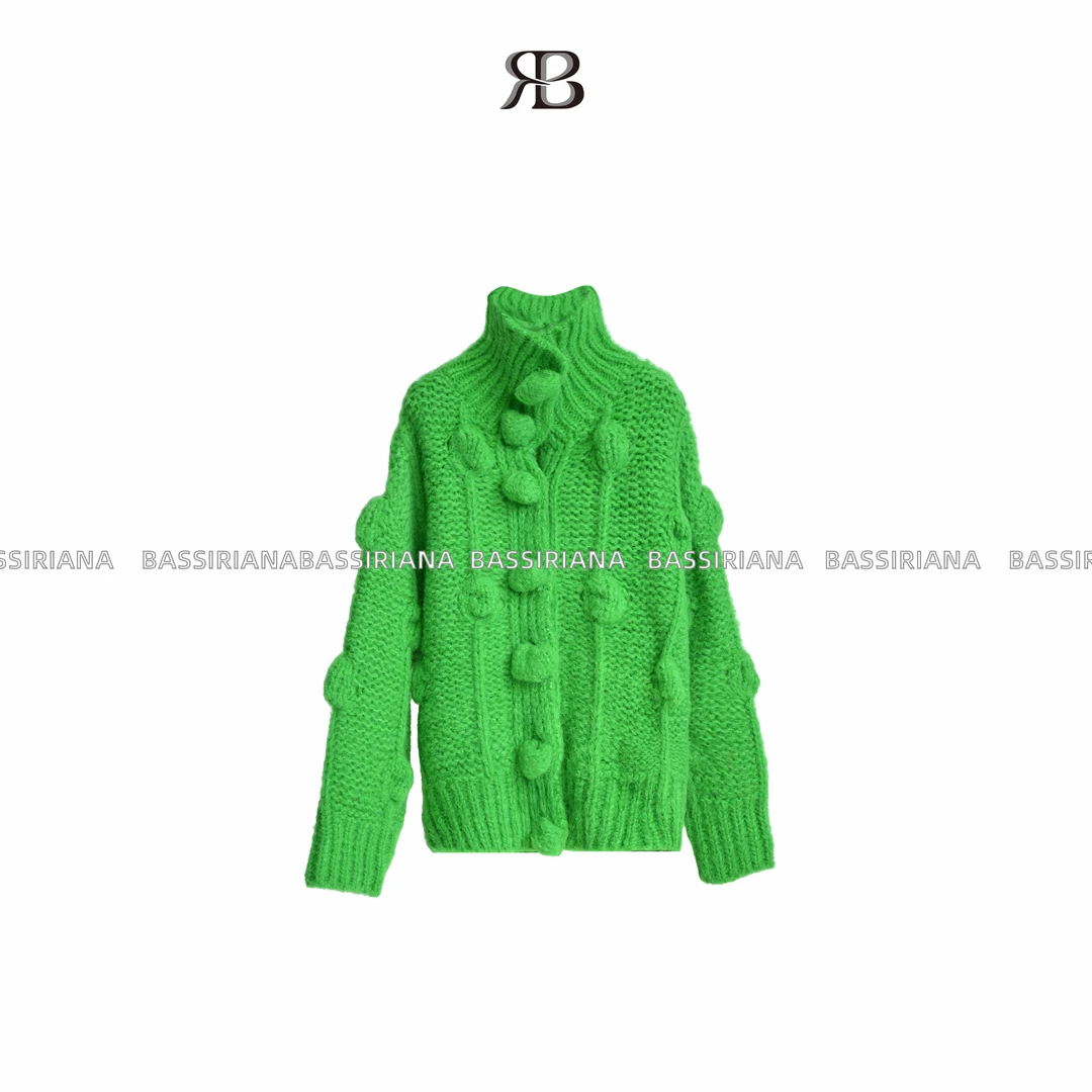 【UKKUSTUDIO】秋冬轻奢洋气宽松休闲气质立领针织外套上衣211616