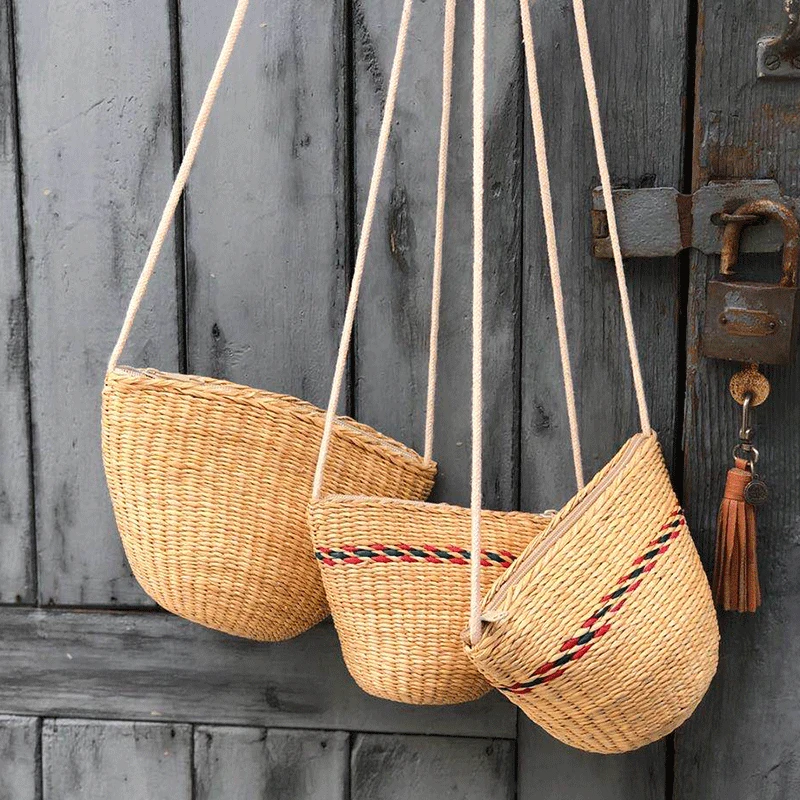 【安康包】黄草编织斜挎小包