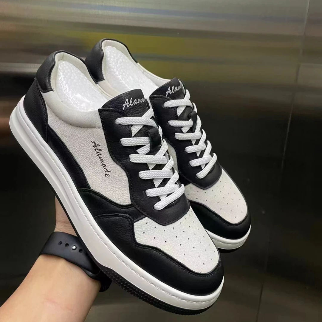 头层男士舒适运动百搭小白熊猫低帮潮流休闲板鞋  直播中男款时尚