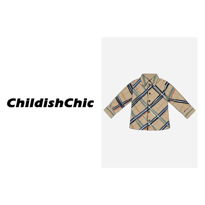 【ChildishChic高定童装】轻奢经典儿童气质格纹长袖时尚休闲衬衫
