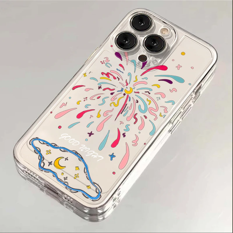 新年彩色烟花iphone15苹果手机壳14promax硅胶13pro透明12创意11