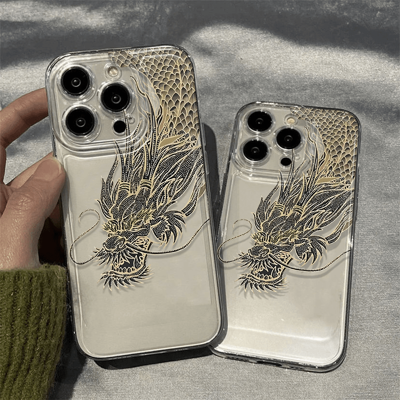 金色中国龙iphone15苹果手机壳14promax硅胶13pro透明12创意11xs