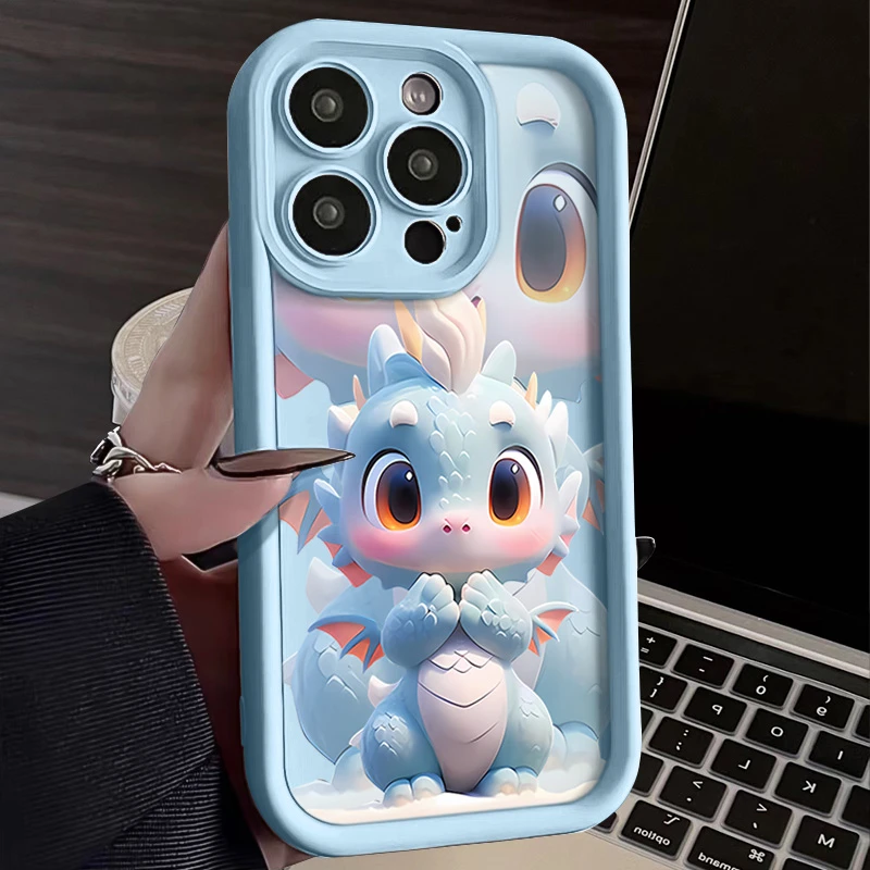 国潮麒麟小蓝龙苹果15promax手机壳iPhone14网红13PRO国风12防摔