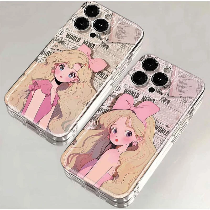 粉红少女iphone15苹果手机壳14promax硅胶13pro透明12高级11女ins