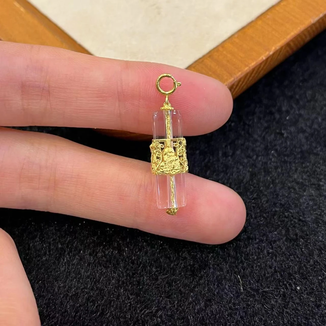 【朱朱】18K天然水晶吊坠-不含链 约19X7mm