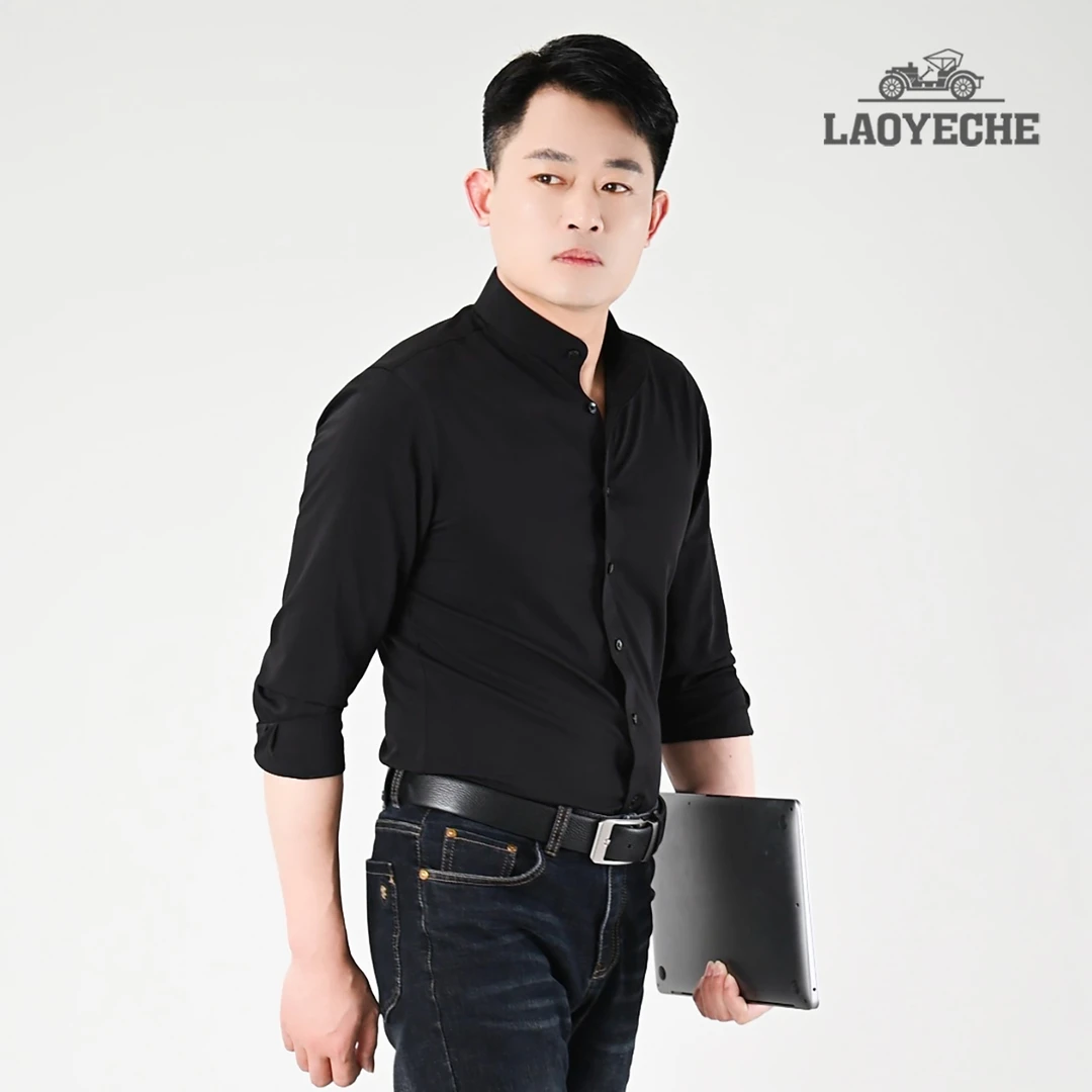 LAOYECHE/老爷车男士商务休闲长袖国风衬衫