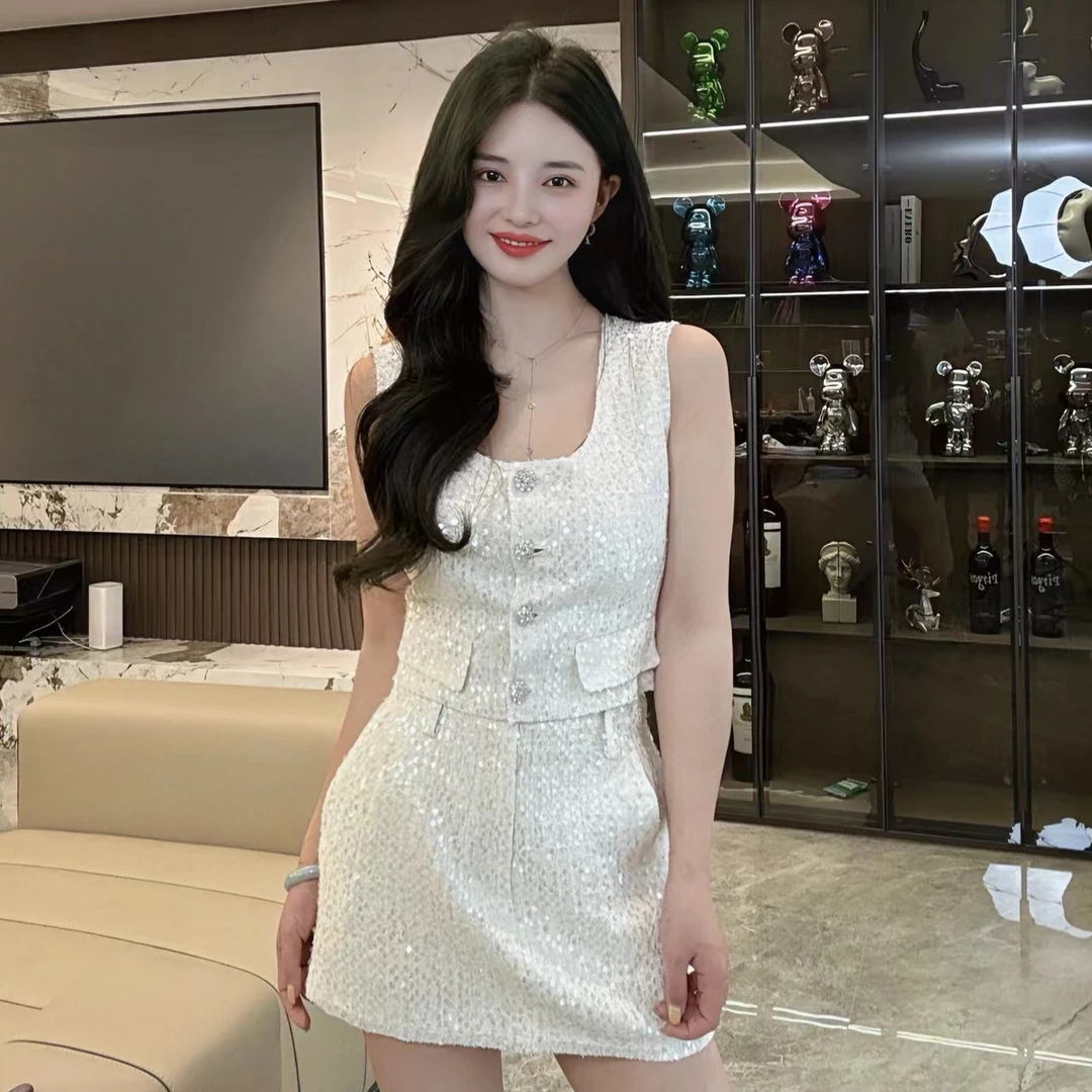 福利7.1号 时尚名媛风亮片短裙 显瘦气质夏季小众修身短裙 现