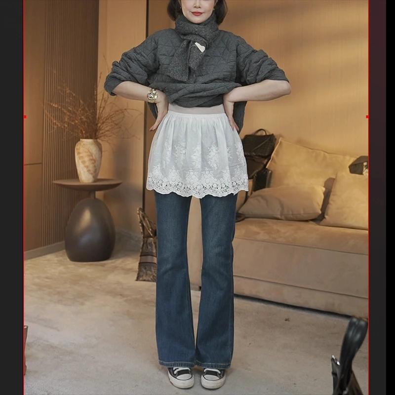 高腰防走光叠穿中短款打底裙蕾丝小屁帘