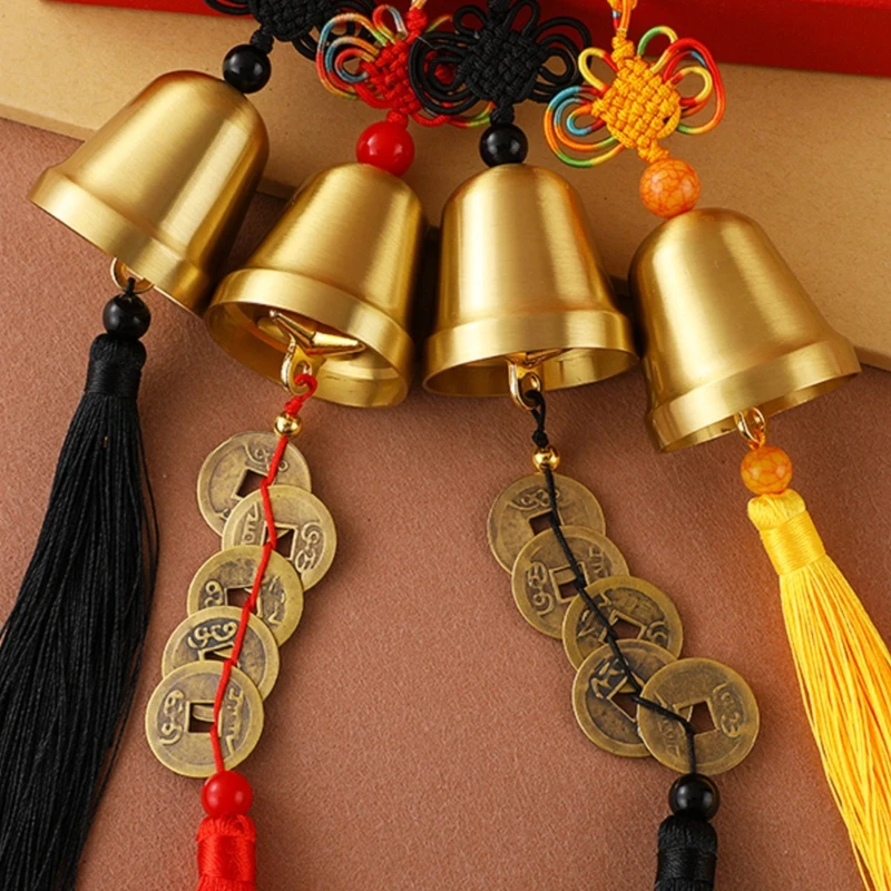 宗善金属风铃风水挂饰纯铜铃铛五帝钱汽车挂件客厅家居装饰工艺品