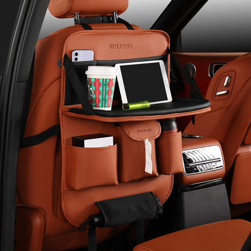 带餐桌台板汽车座椅背收纳袋车载后排座位多功能置物盒储物纸巾袋