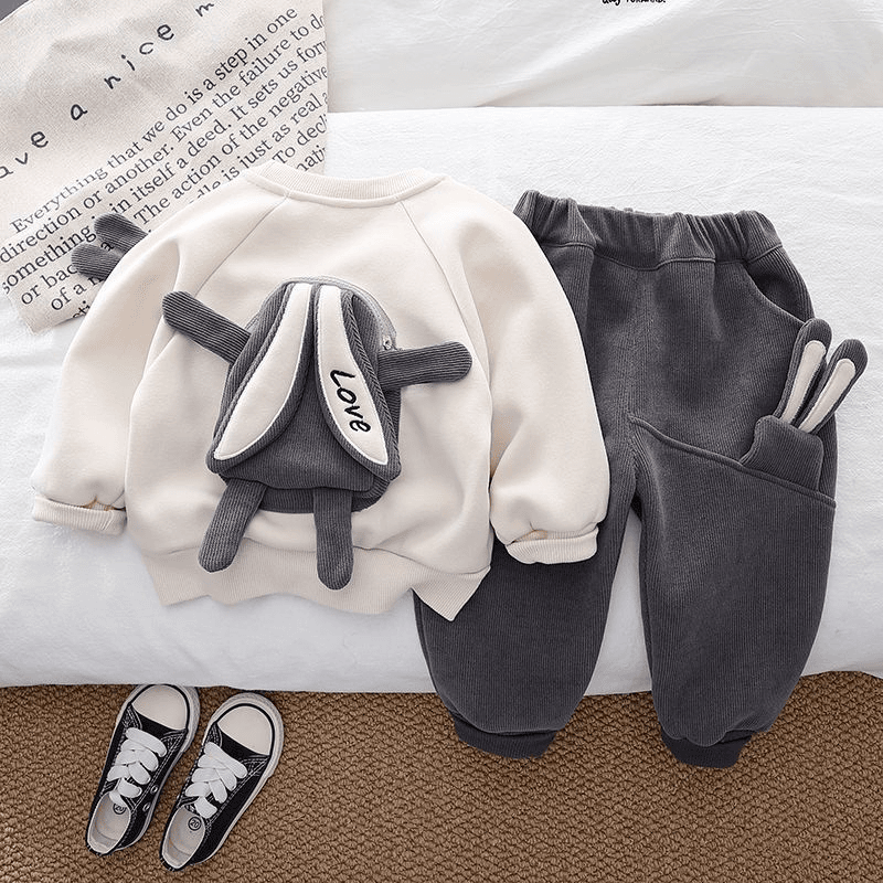 套装秋冬新款儿童加绒卫衣女宝宝洋气衣服加厚冬装两件套潮衣D80