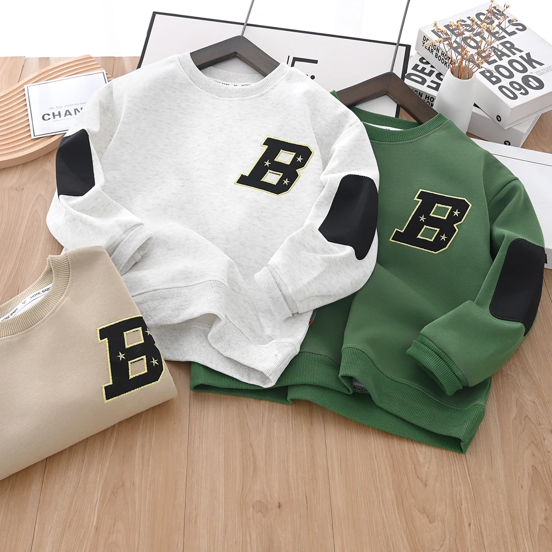 儿童秋季长袖卫衣中大童休闲洋气圆领套头上衣秋款