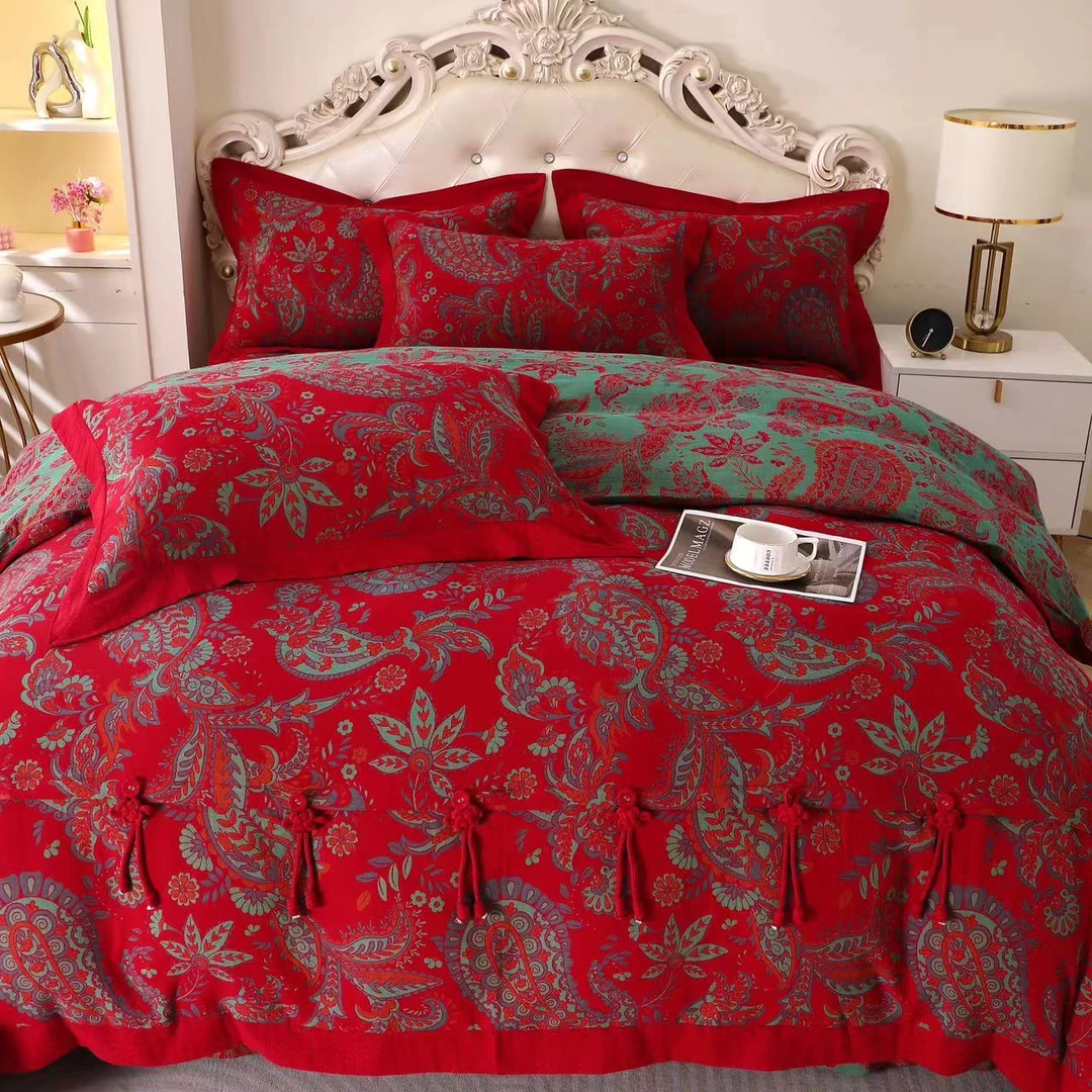 【富贵连年】国潮时尚流行双层纱四件套全棉A类母婴产品