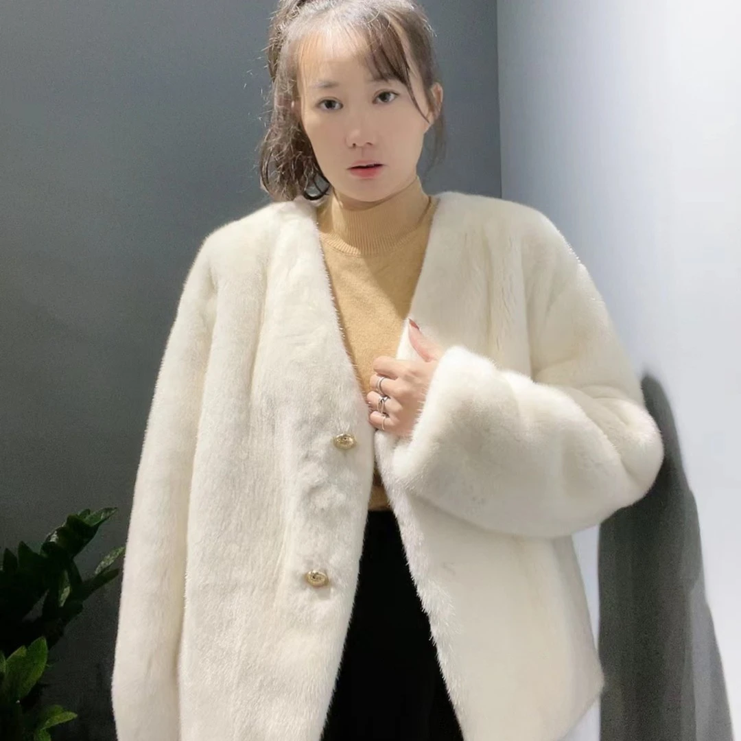冬装新款休闲轻奢水貂毛短款气质时尚百搭女装外套