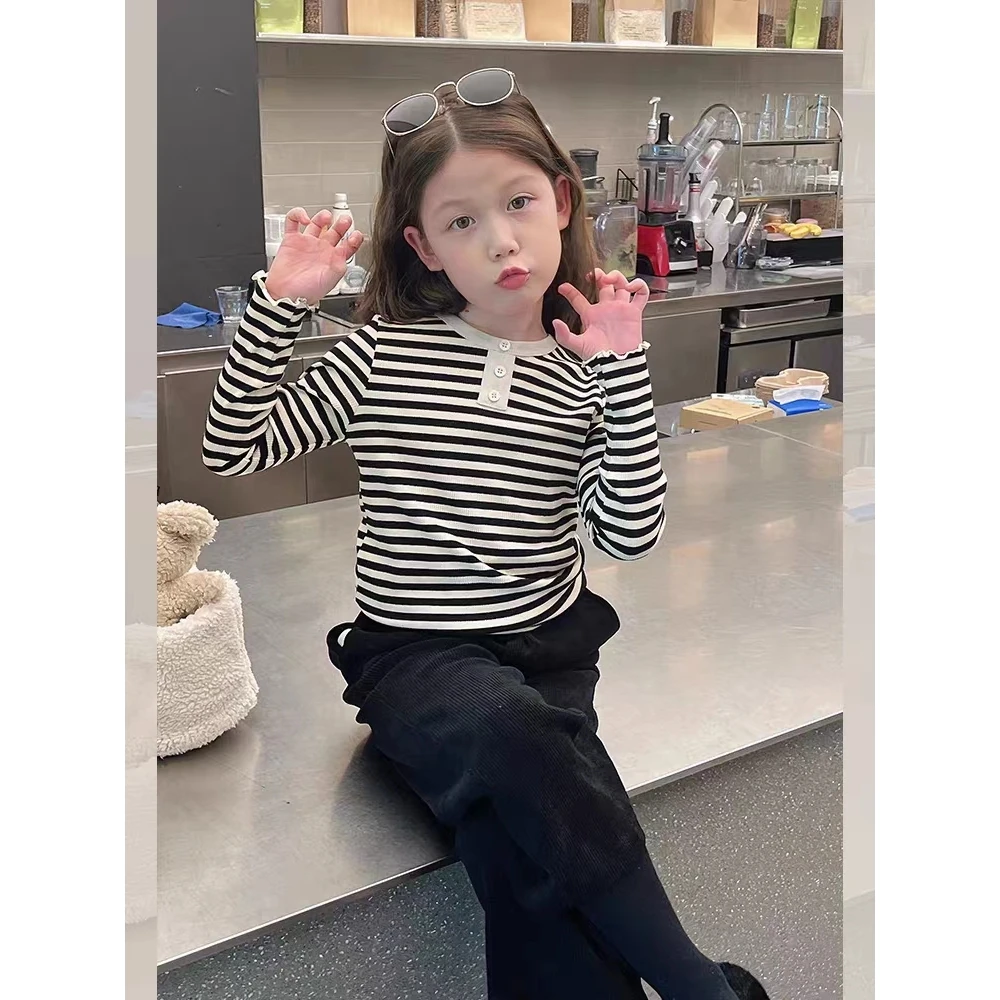 春秋新款女童休闲时尚长袖t裇打底衫