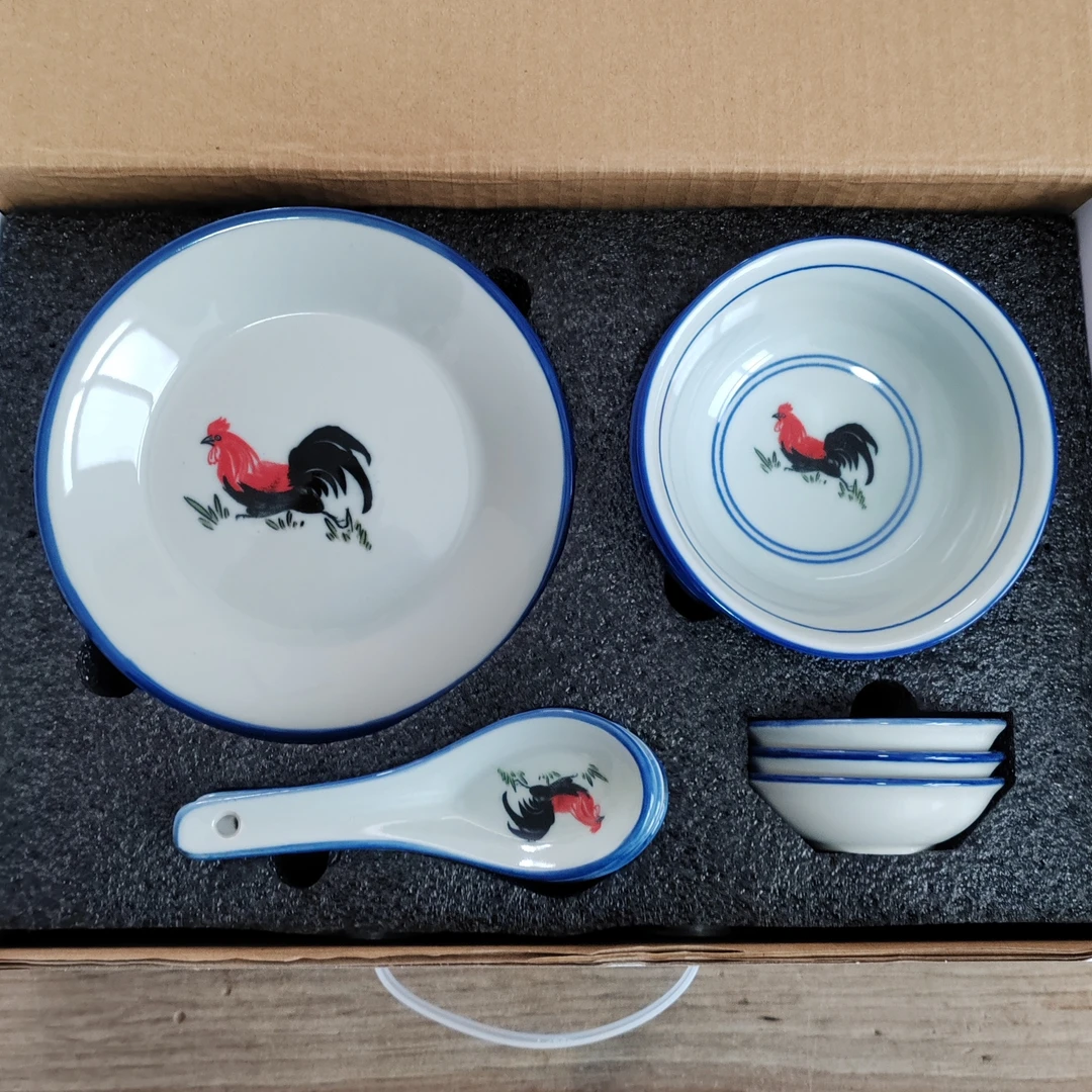 瓷釉怀旧釉上彩复古元素易清洗碗碟子碗筷汤碗创意中式家用手绘