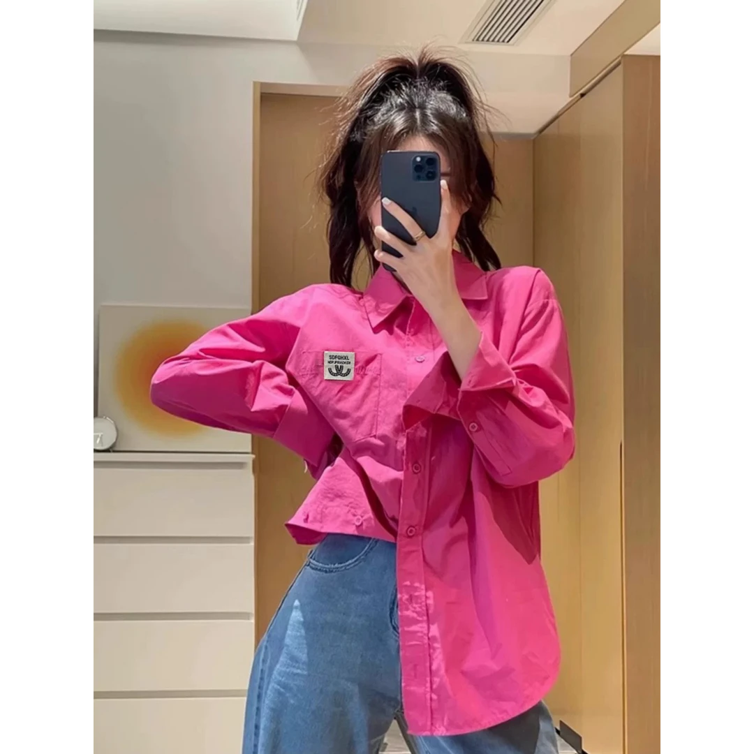 【新疆包邮】玫红浅粉衬衫外套春秋高级感外穿06190014（直播链接）