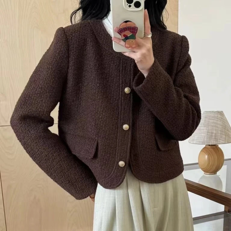 【VIVI·TING】婷姐推荐秋冬季名媛气质小香风单排金扣外套F609