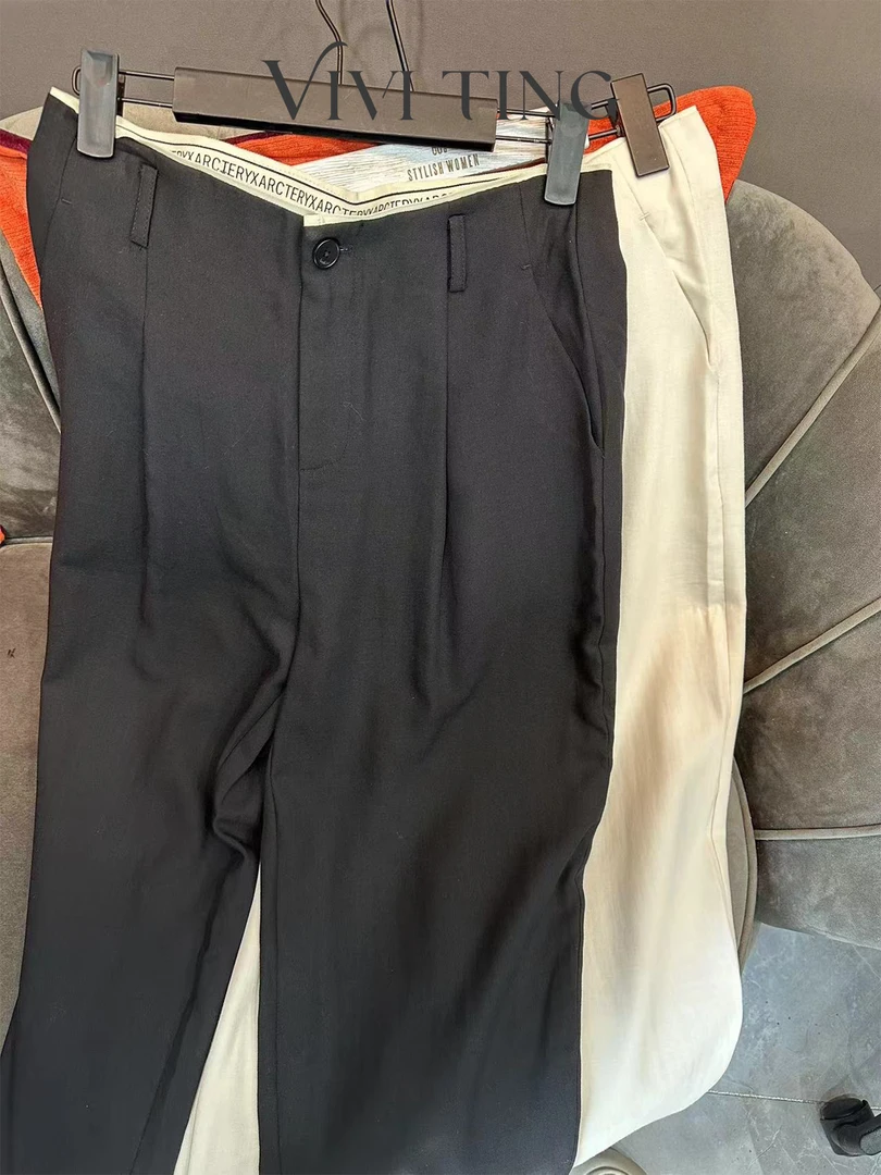 【VIVI·TING】婷姐推荐秋季纯色腰字母一粒扣休闲裤百搭时尚长裤K54