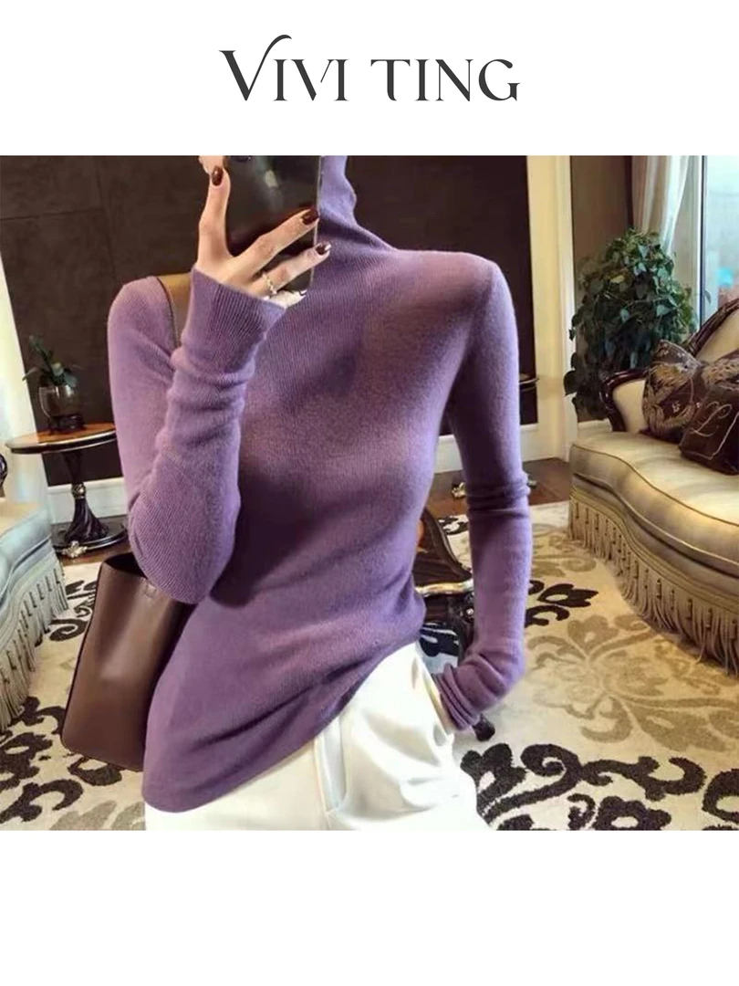 【VIVI·TING】婷姐推荐秋季长袖圆领套头打底高领上衣街头风F525