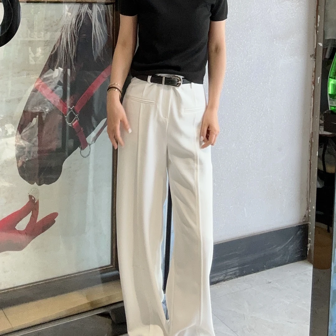 【VIVI·TING】婷姐推荐腰带款鱼骨腰带休闲裤宽松拖地西装裤k43