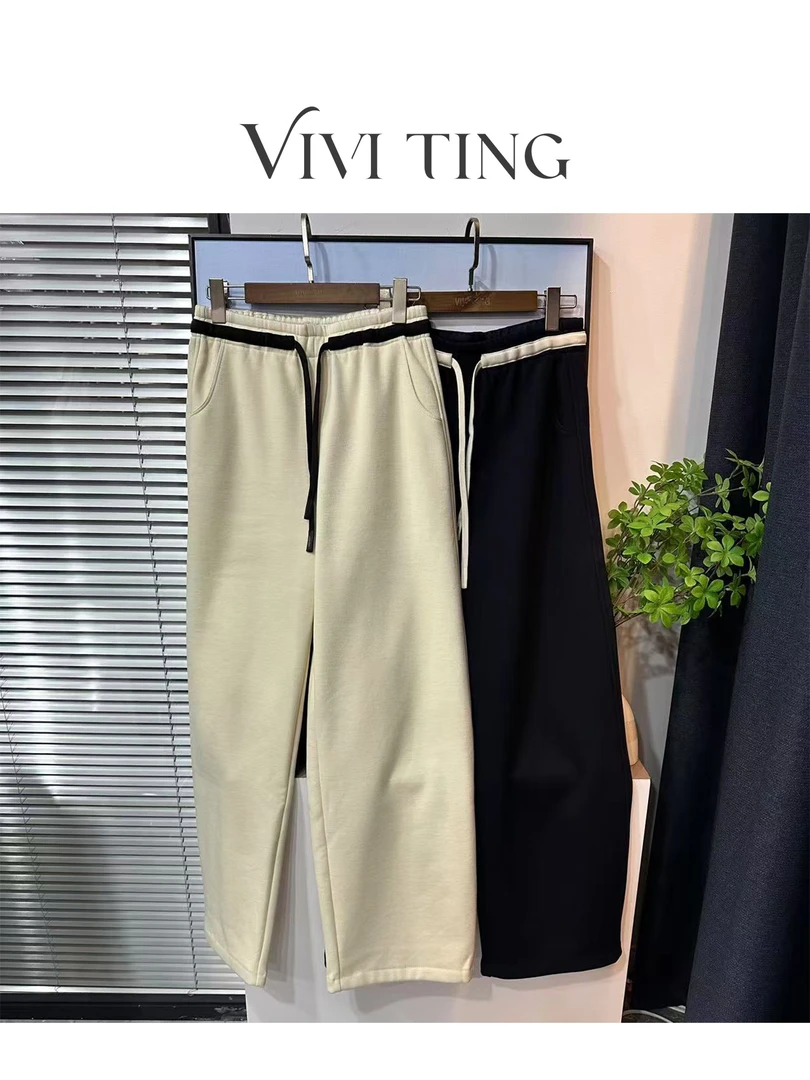 【VIVI·TING】婷姐推荐秋冬季时尚百搭撞色松紧腰抽绳休闲裤F356