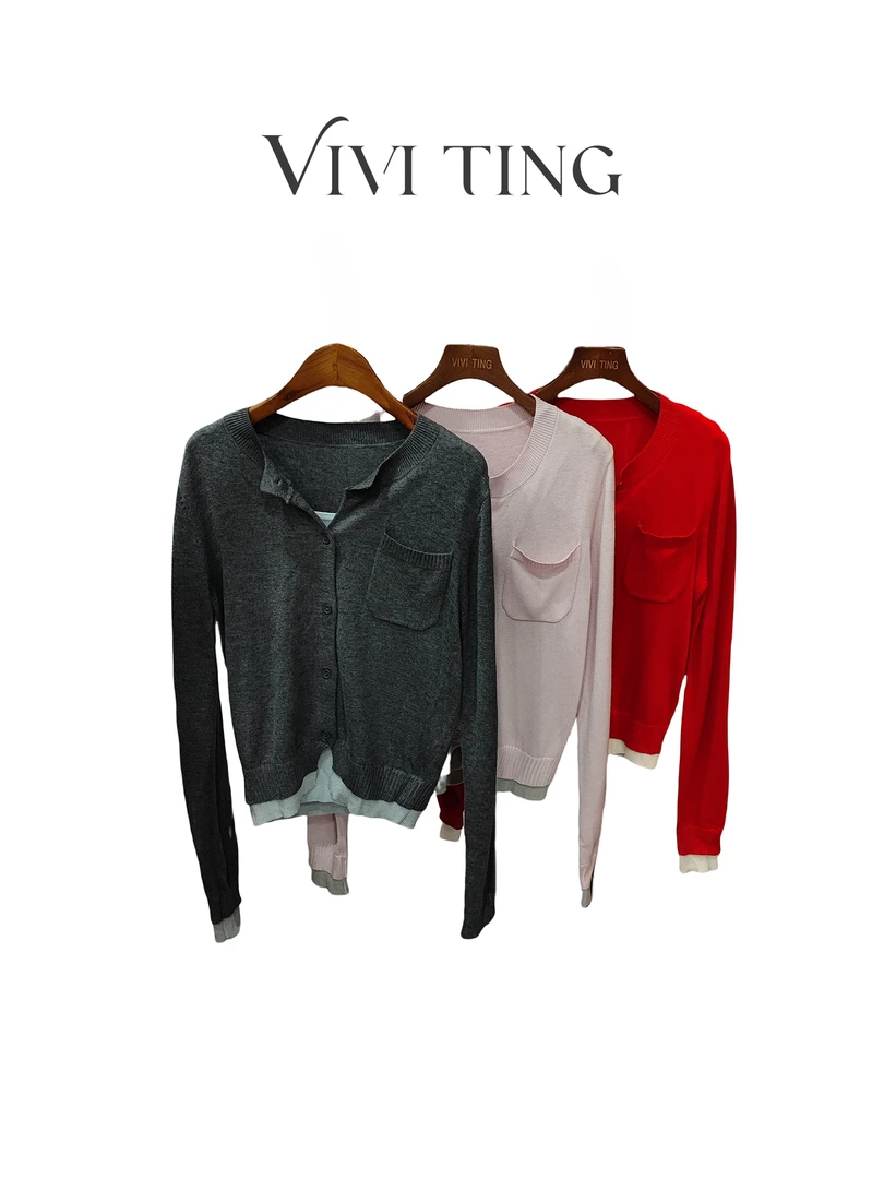 【VIVI·TING】婷姐推荐秋季休闲前口袋长袖针织衫+吊带两件套F244