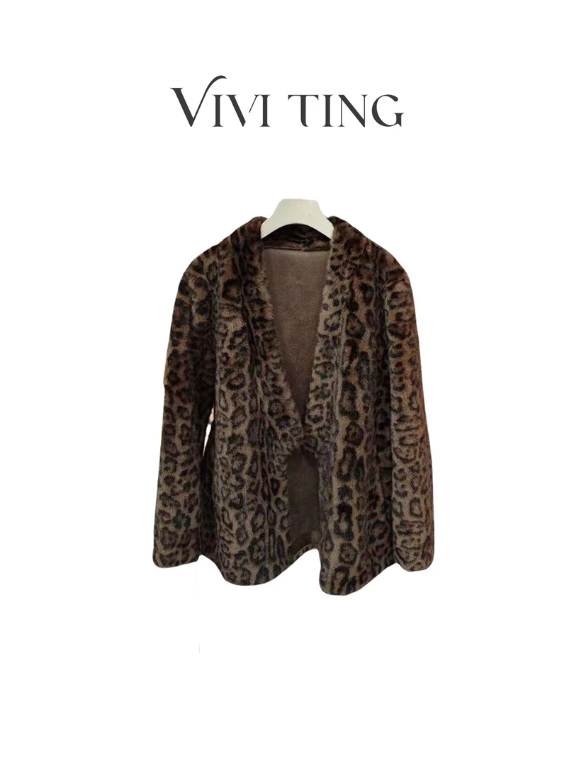 【VIVI·TING】婷姐推荐秋冬季轻奢新款高级感豹纹腰带巾帼领外套