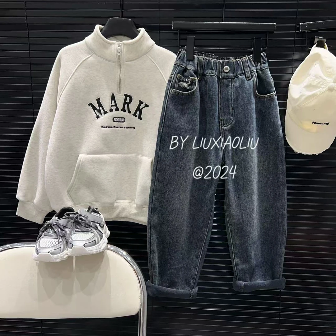 杭州六小六正版 BY LIUXIAOLIU冬季儿童加绒牛仔裤15166