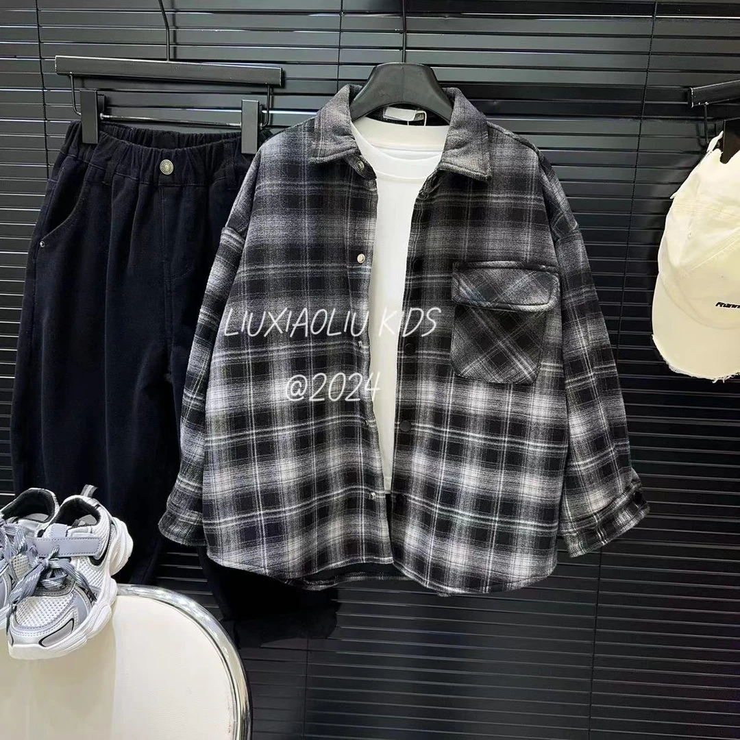 杭州六小六正版 BY LIUXIAOLIU秋冬季儿童加绒衬衫外套12151