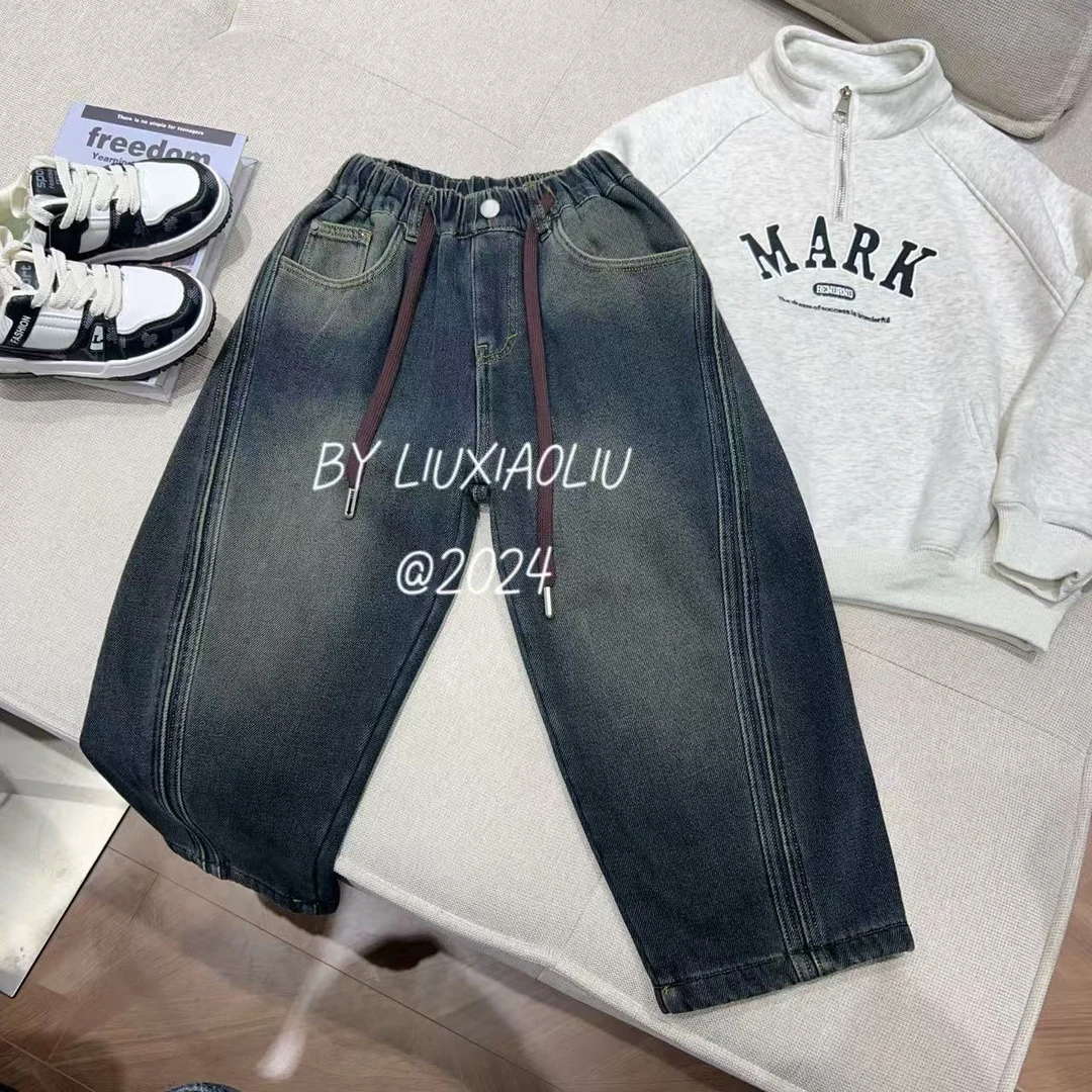 杭州六小六正版 BY LIUXIAOLIU冬季儿童加绒牛仔裤12941