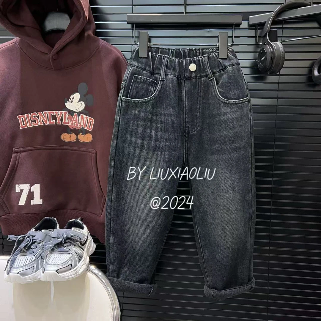 杭州六小六正版 BY LIUXIAOLIU冬季儿童加绒牛仔裤12429