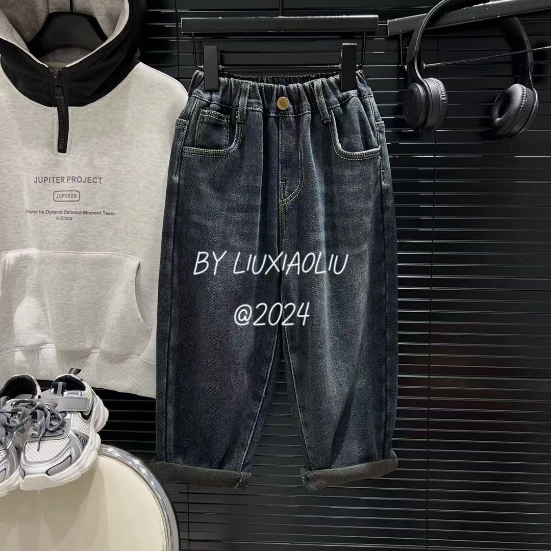 杭州六小六正版 BY LIUXIAOLIU冬季儿童加绒牛仔裤12482