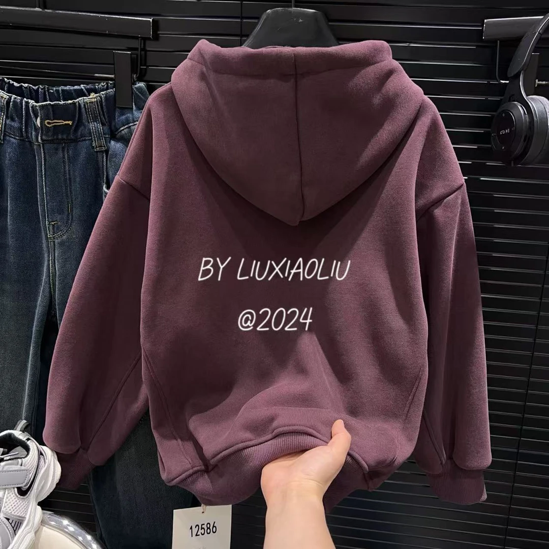 杭州六小六正版 BY LIUXIAOLIU冬季儿童加绒连帽卫衣12586