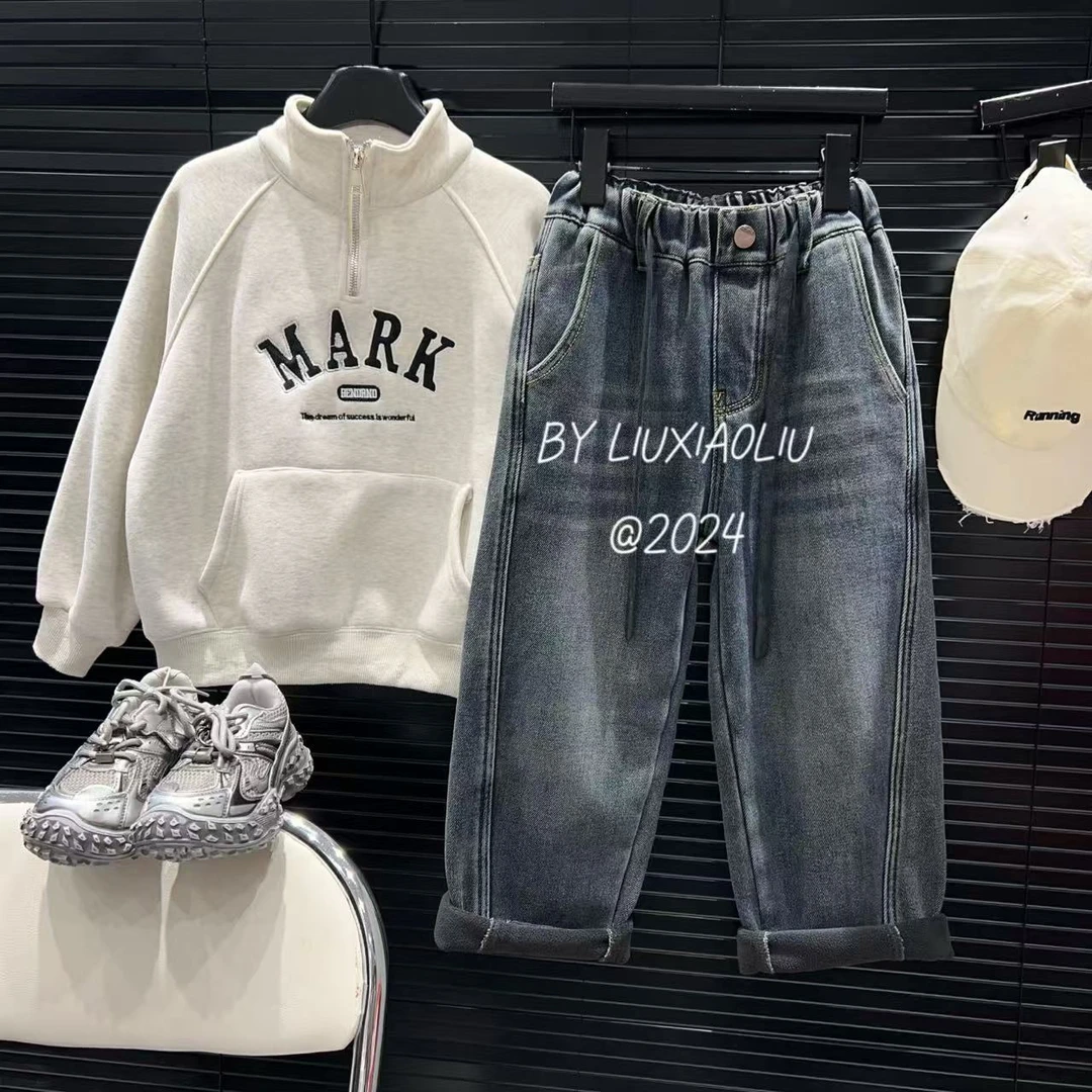 杭州六小六正版 BY LIUXIAOLIU冬季儿童加绒牛仔裤15167