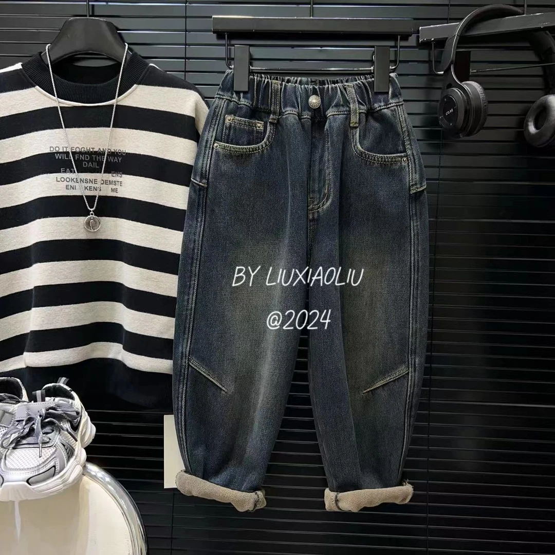 杭州六小六正版 BY LIUXIAOLIU冬季儿童加绒牛仔裤12403