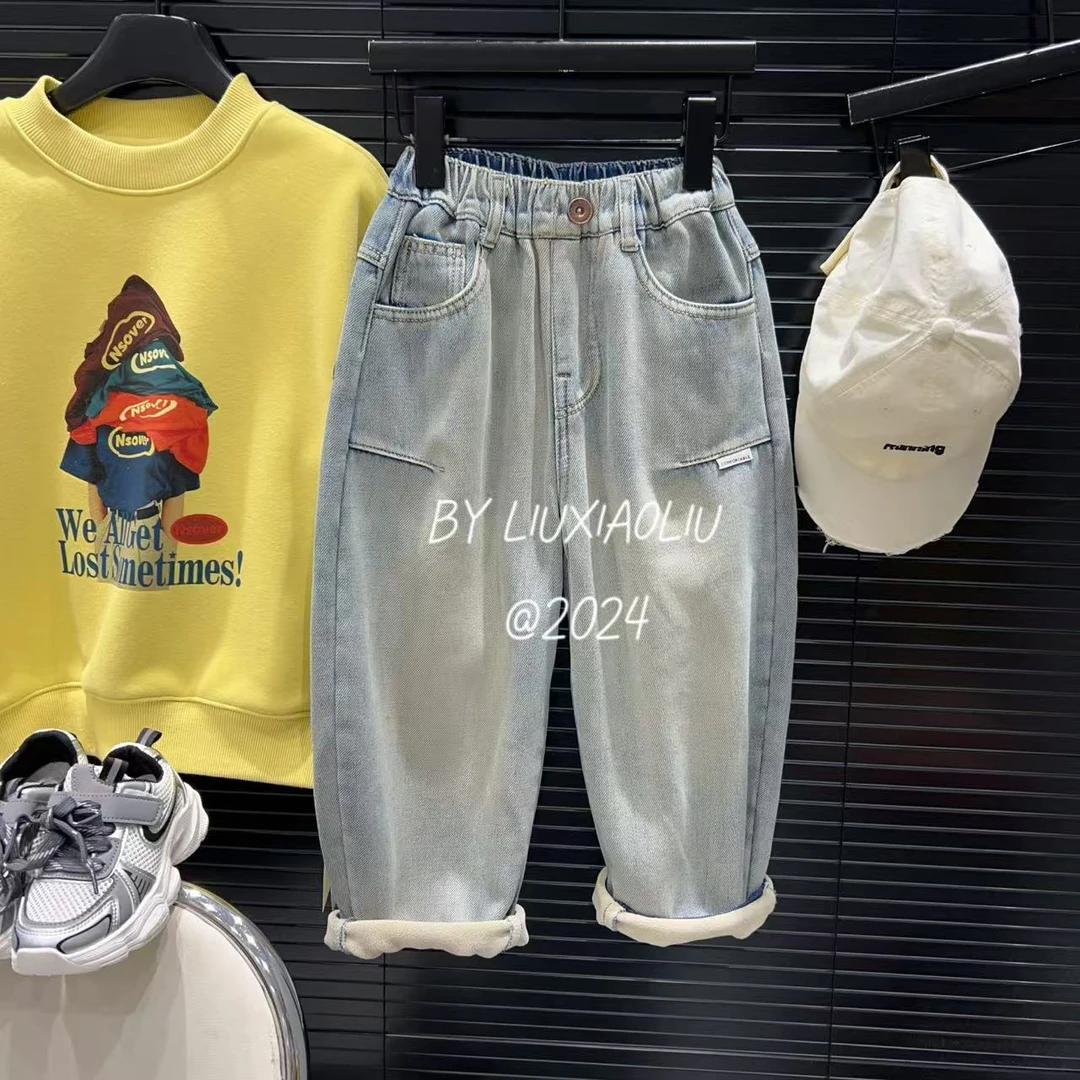 杭州六小六正版BYLIUXIAOLIU冬季儿童加绒牛仔裤12898大童